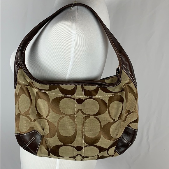 Vintage Lg Coach Sign. Canvas Hobo Shoulder Bag - Picture 3 of 10